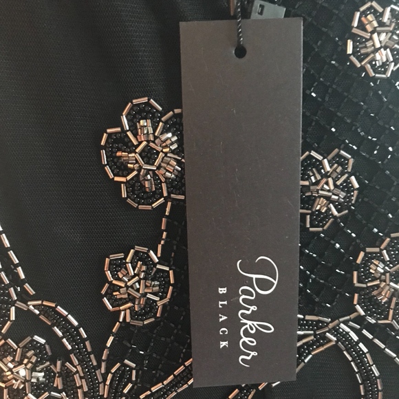 NEW BLACK BEADED EVENING GOWN